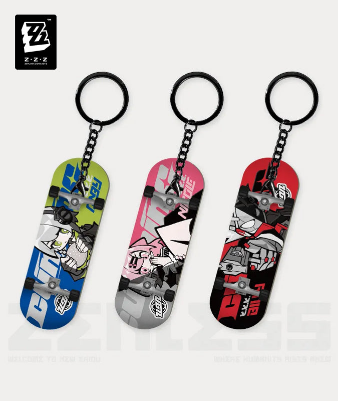 ZZZ Cunning Hares Chibi Finger Skateboard Keychain